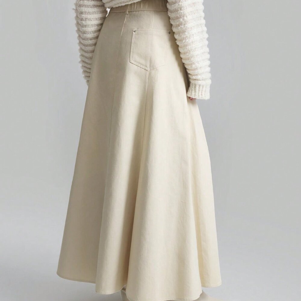 Apricot Minimalist Women's A-Line Midi Skirt - Picture 2 of 6